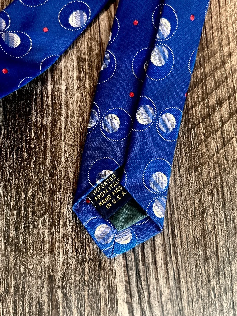 XMI Platinum Blue Patterned Olive Men's Tie 100% Silk from Italy